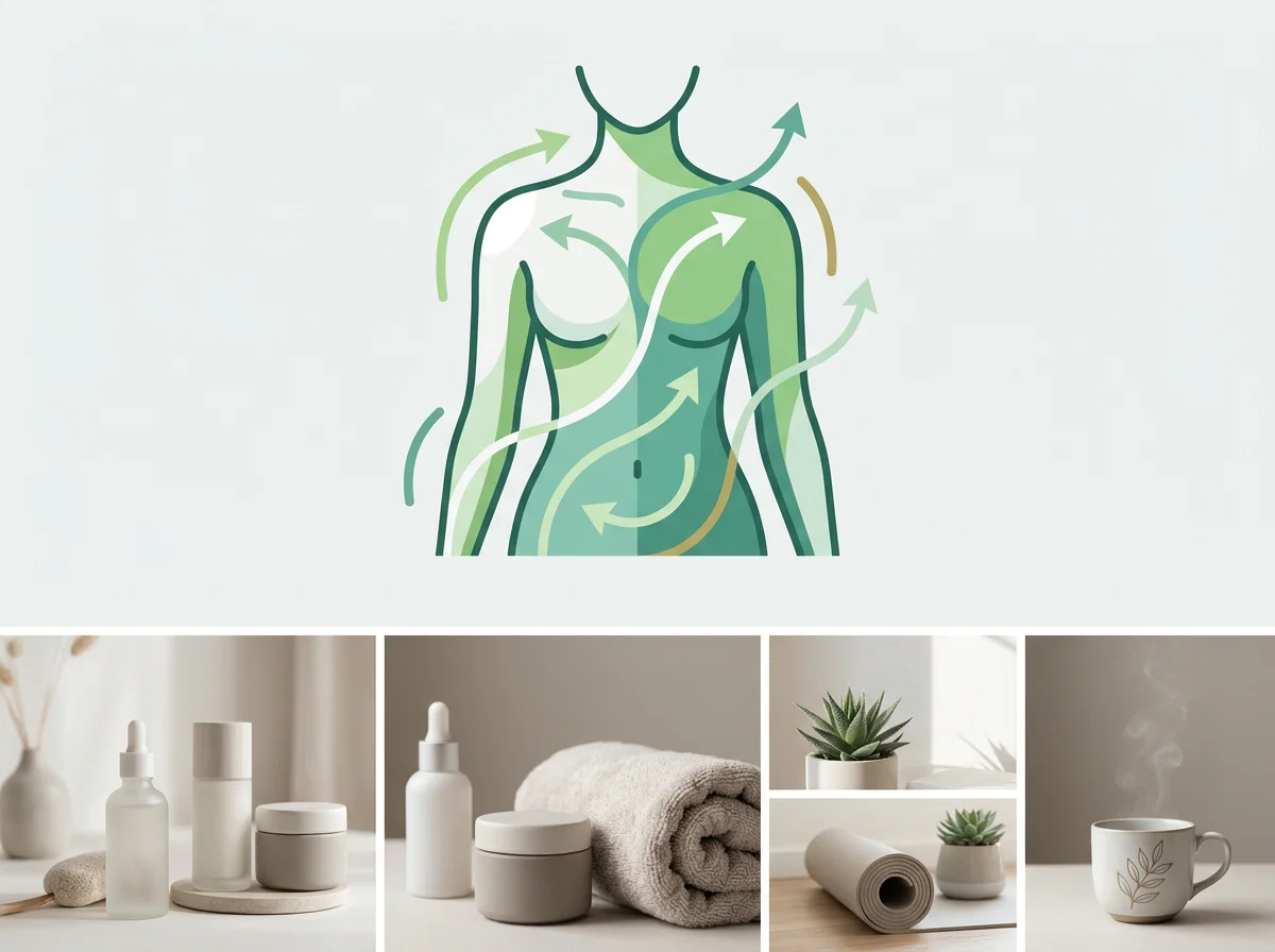 Abstract stylised diagram illustrating energy flow and circulation in a simplified botanical supplement context
